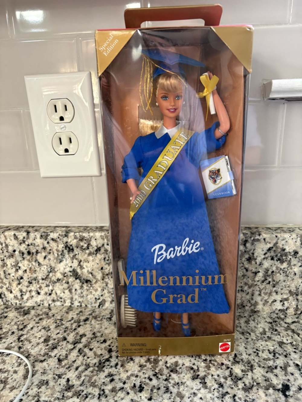 Barbie Blue Graduation Gown Doll with Gold Sash